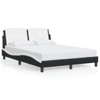 Bed Frame with LED without Mattress "Zadar" Black and White 140x190 cm