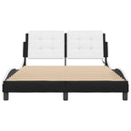 Bed Frame with LED without Mattress "Zadar" Black and White 140x190 cm