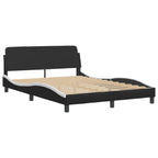 Bed Frame with LED without Mattress "Zadar" Black and White 140x190 cm