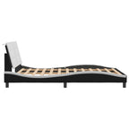 Bed Frame with LED without Mattress "Zadar" Black and White 140x190 cm
