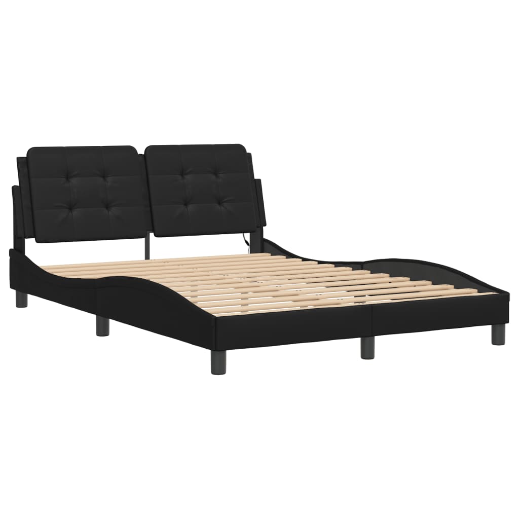 Bed Frame with LED without Mattress "Zadar" Black 140x200 cm
