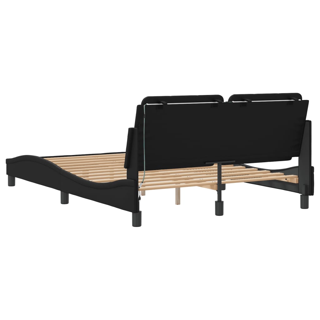 Bed Frame with LED without Mattress "Zadar" Black 140x200 cm
