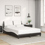 Bed Frame with LED without Mattress "Zadar" Black and White 140x200 cm