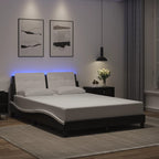 Bed Frame with LED without Mattress "Zadar" Black and White 140x200 cm
