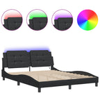 Bed Frame with LED without Mattress "Zadar" Black 160x200 cm