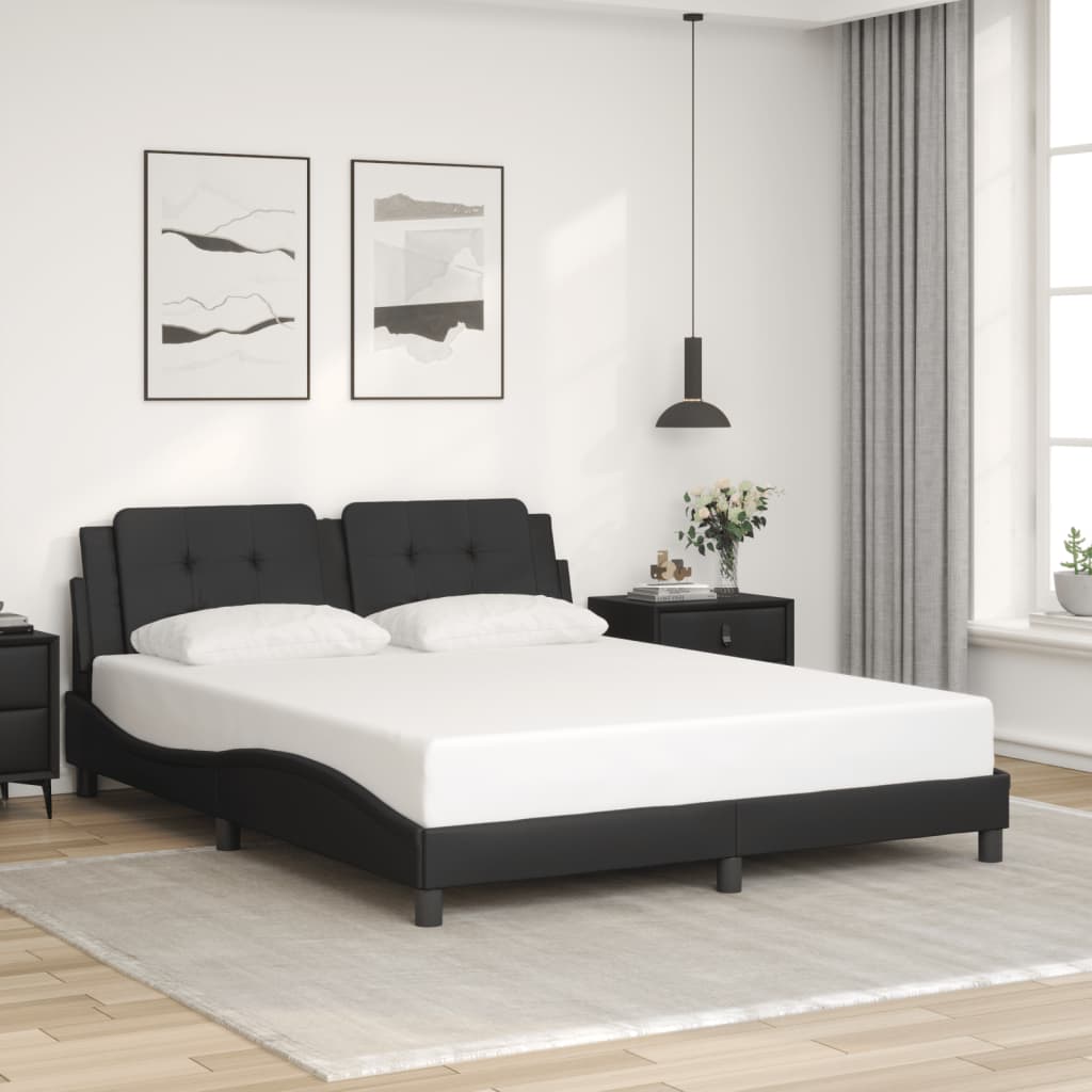 Bed Frame with LED without Mattress "Zadar" Black 160x200 cm