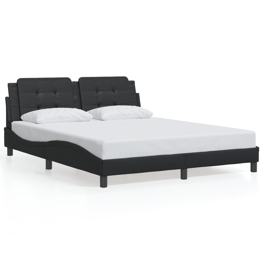 Bed Frame with LED without Mattress "Zadar" Black 160x200 cm