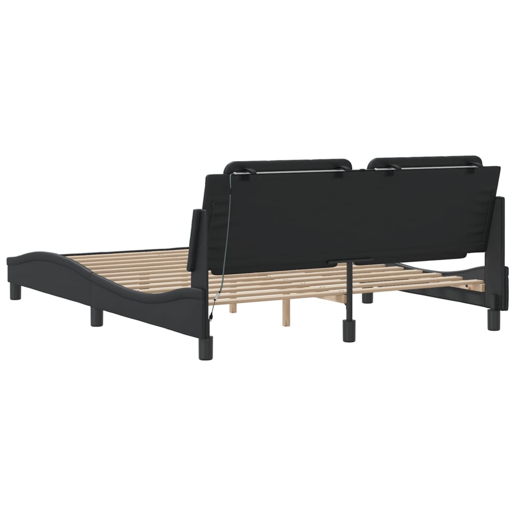 Bed Frame with LED without Mattress "Zadar" Black 160x200 cm