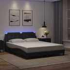 Bed Frame with LED without Mattress "Zadar" Black 160x200 cm