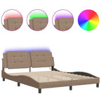 Bed Frame with LED without Mattress "Zadar" Cappuccino 160x200 cm
