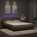 Bed Frame with LED without Mattress "Zadar" Cappuccino 160x200 cm
