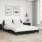 Bed Frame with LED without Mattress "Zadar" Black and White 160x200 cm