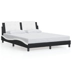 Bed Frame with LED without Mattress "Zadar" Black and White 160x200 cm