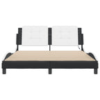 Bed Frame with LED without Mattress "Zadar" Black and White 160x200 cm