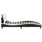 Bed Frame with LED without Mattress "Zadar" Black and White 160x200 cm