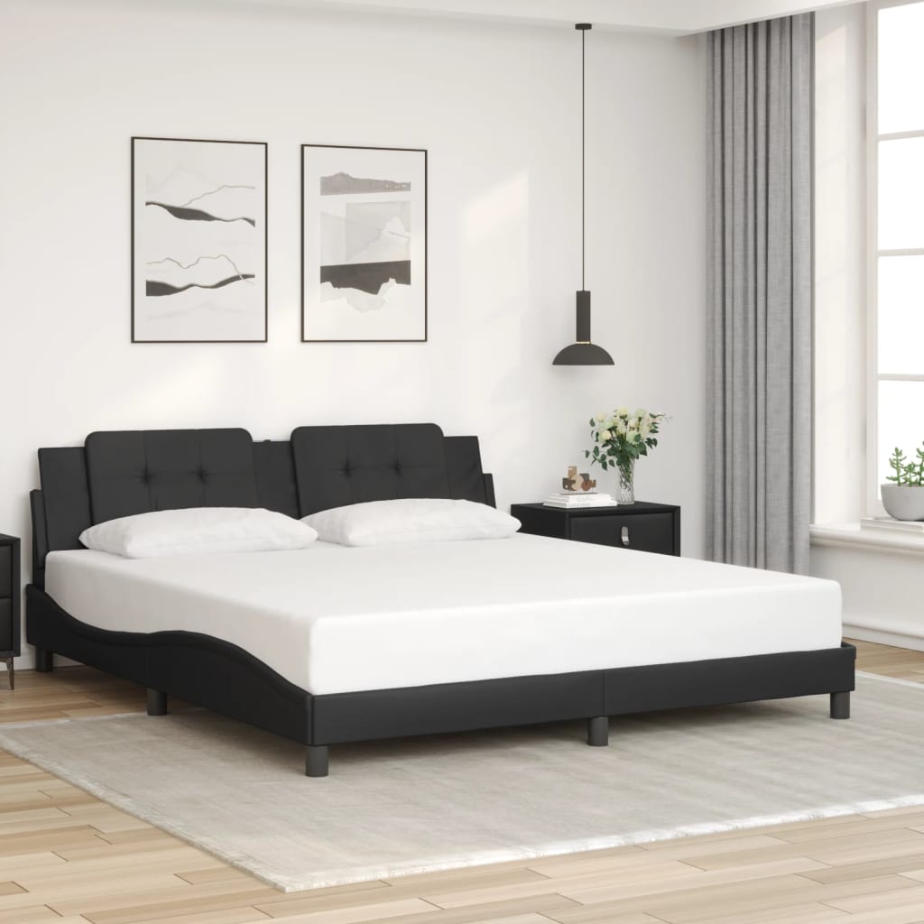 Bed Frame with LED without Mattress "Zadar" Black 180x200 cm