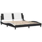 Bed Frame with LED without Mattress "Zadar" Black and White 180x200 cm