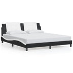 Bed Frame with LED without Mattress "Zadar" Black and White 180x200 cm