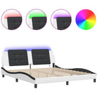 Bed Frame with LED without Mattress "Zadar" White and Black 180x200 cm