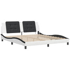 Bed Frame with LED without Mattress "Zadar" White and Black 180x200 cm