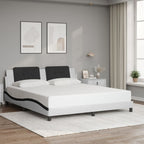 Bed Frame with LED without Mattress "Zadar" White and Black 180x200 cm