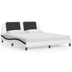 Bed Frame with LED without Mattress "Zadar" White and Black 180x200 cm