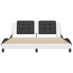 Bed Frame with LED without Mattress "Zadar" White and Black 180x200 cm