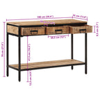 Avlastningsbord 100x35x70 cm massivt grovt mangoträ