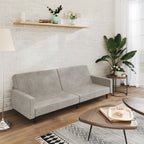 Bäddsoffa 2-sits ljusgrå sammet