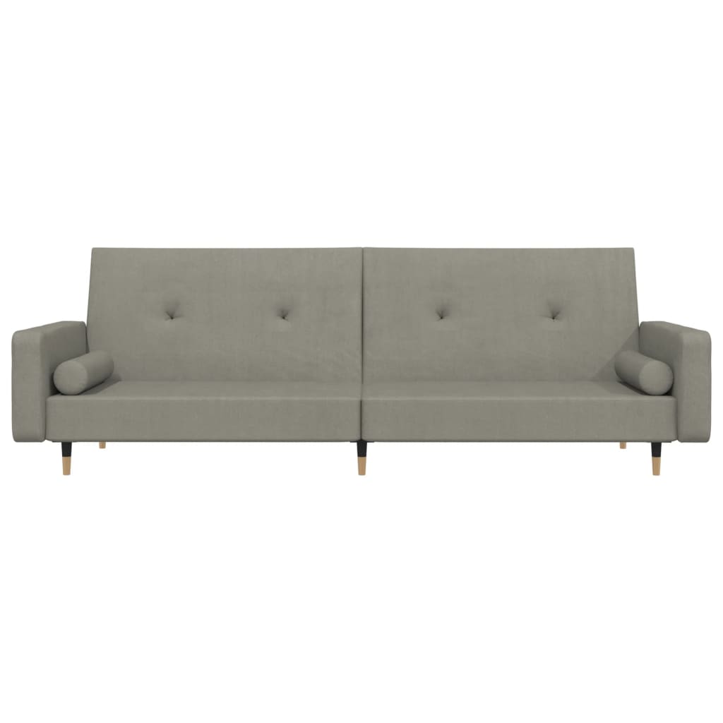 Bäddsoffa 2-sits med två kuddar ljusgrå sammet