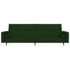 Bäddsoffa 2-sits med två kuddar mörkgrön sammet