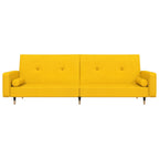 Bäddsoffa 2-sits med två kuddar gul sammet