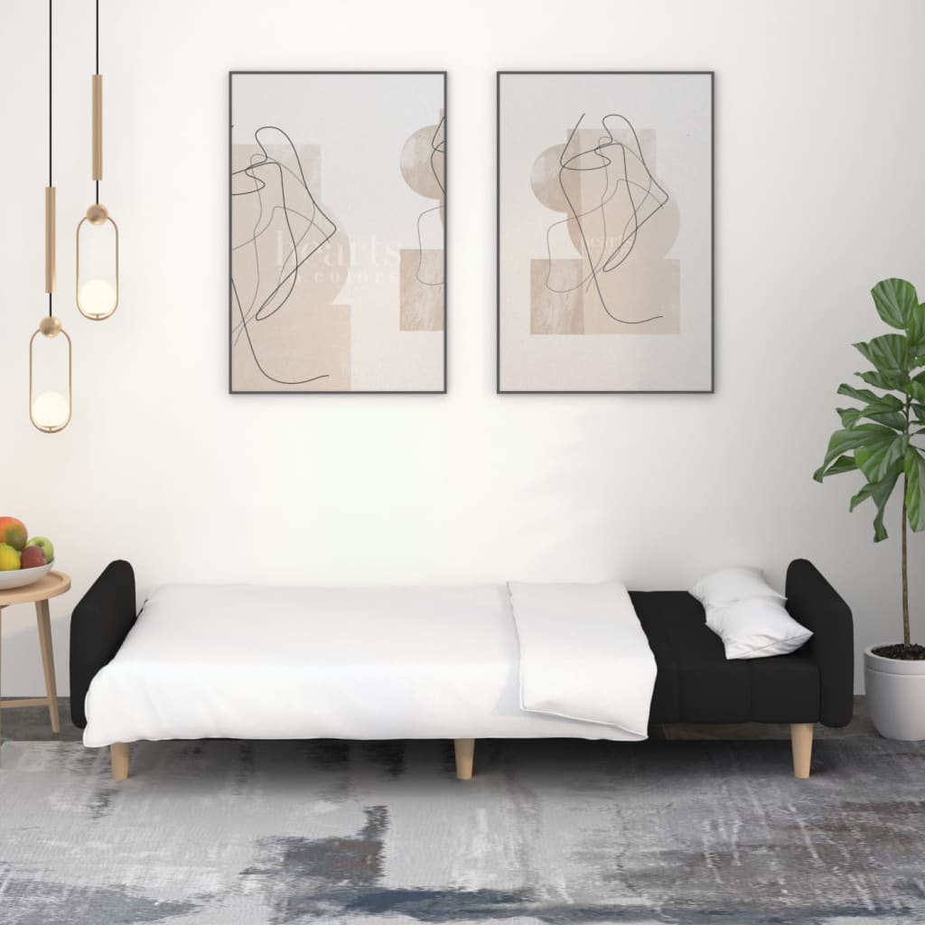 Bäddsoffa 2-sits svart tyg