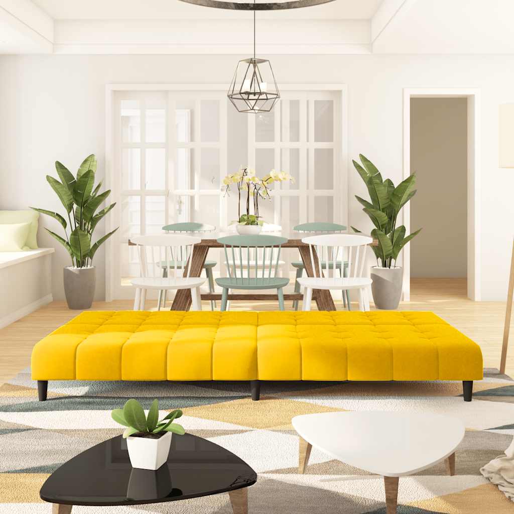 Bäddsoffa 2-sits gul sammet