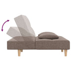 Bäddsoffa 2-sits med två kuddar taupe tyg