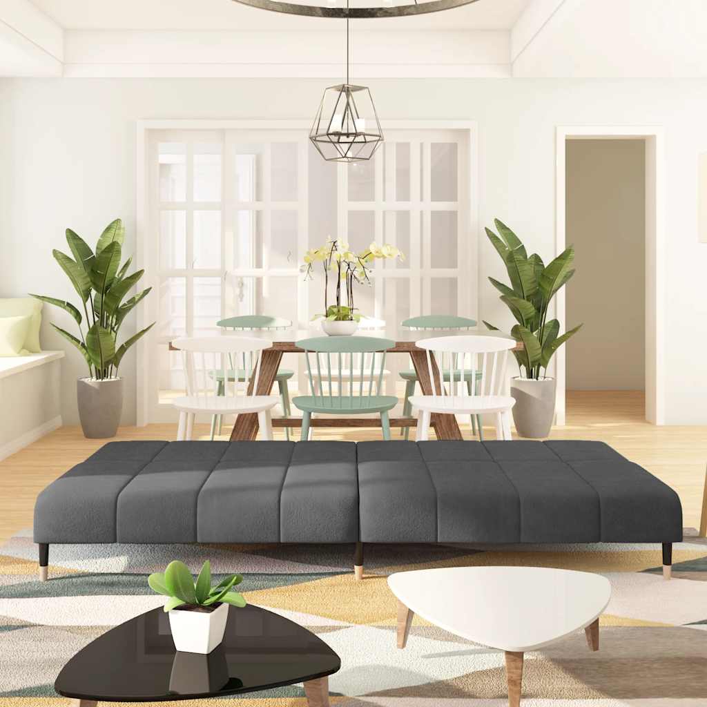 Bäddsoffa 2-sits mörkgrå sammet