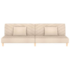 Bäddsoffa 2-sits med två kuddar gräddvit tyg