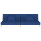 Bäddsoffa 2-sits med två kuddar blå tyg