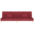 Bäddsoffa 2-sits med två kuddar vinröd tyg