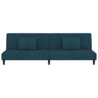 Bäddsoffa 2-sits med två kuddar blå sammet