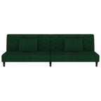Bäddsoffa 2-sits med två kuddar mörkgrön sammet
