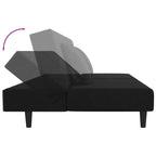 Bäddsoffa 2-sits med två kuddar svart sammet