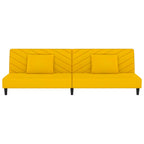 Bäddsoffa 2-sits med två kuddar gul sammet