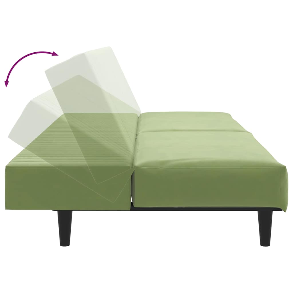 Bäddsoffa 2-sits ljusgrön sammet