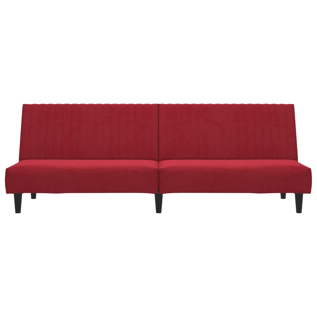 Bäddsoffa 2-sits vinröd sammet