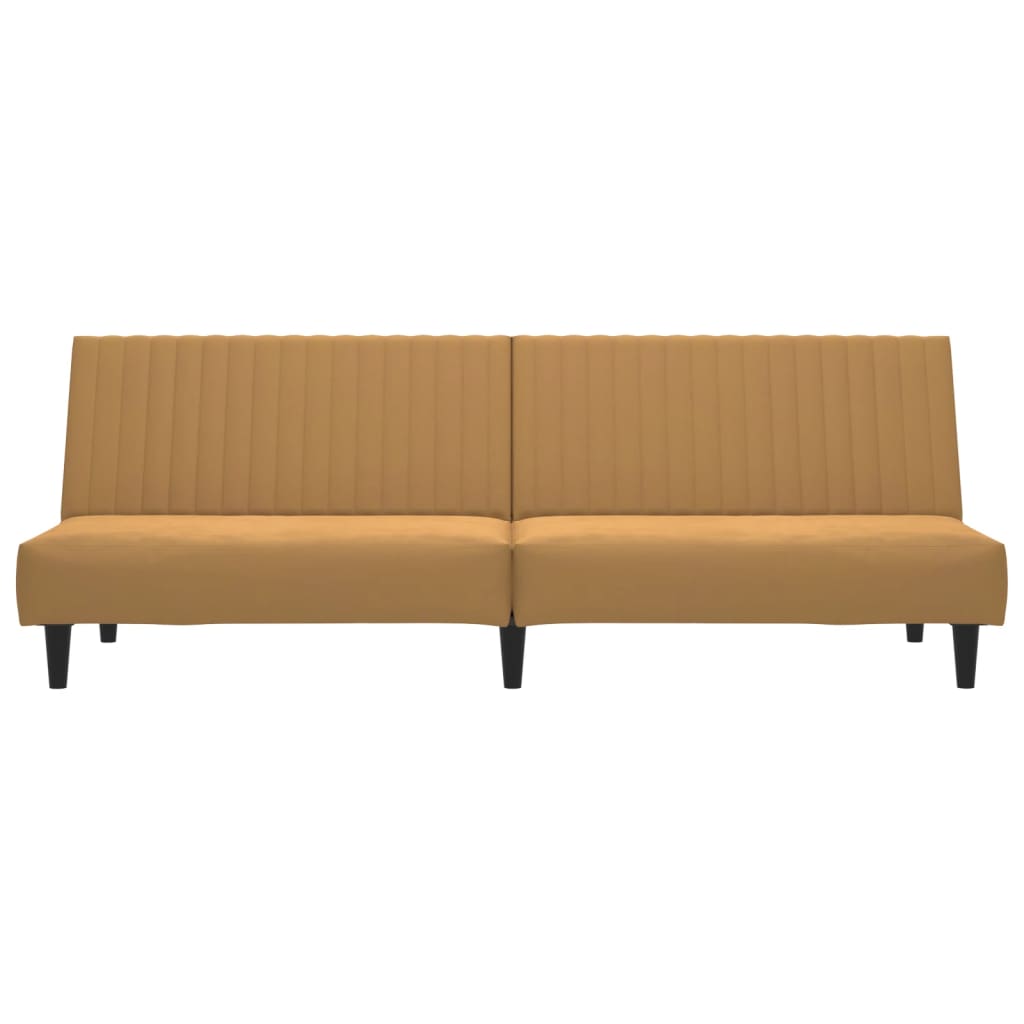 Bäddsoffa 2-sits brun sammet