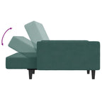Bäddsoffa 2-sits med fotpall mörkgrön sammet