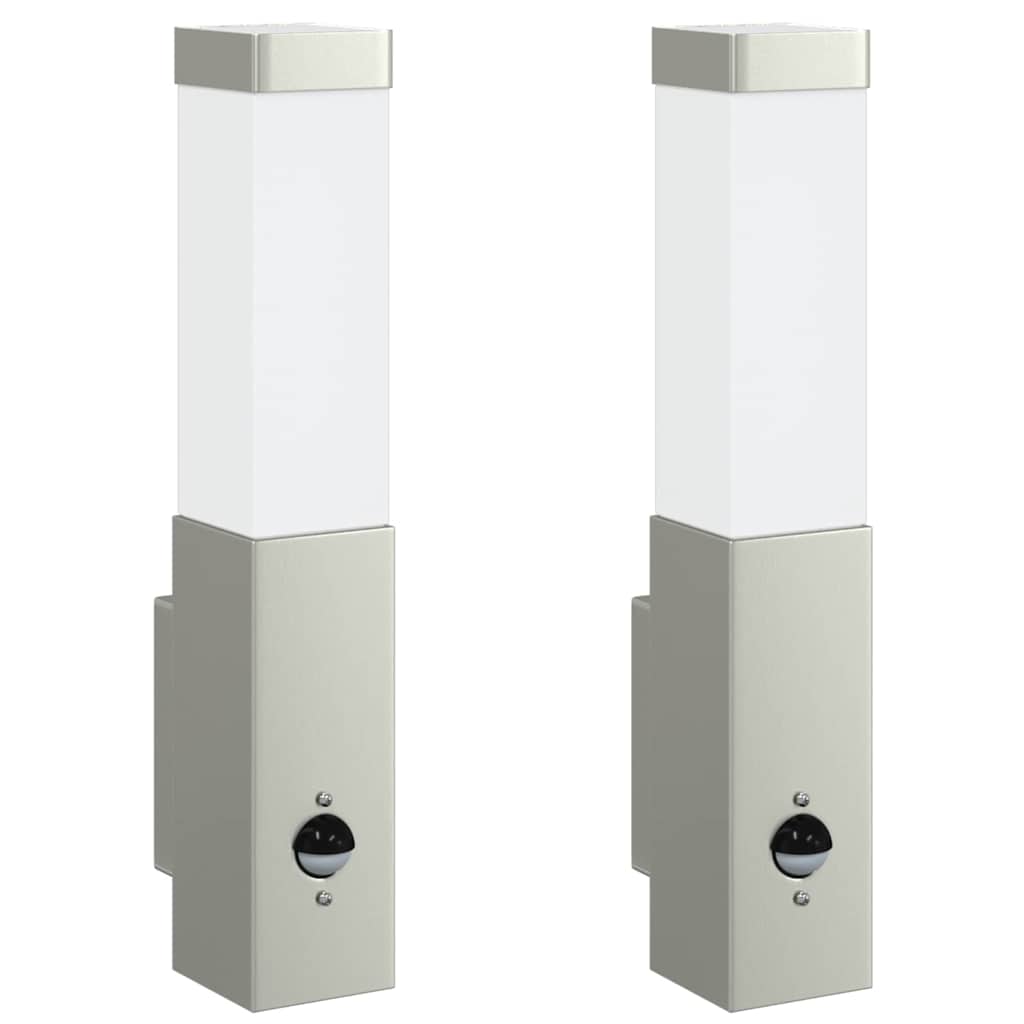 Fenvora - Utomhus vägglampor 2 pcs Silver 10.5 x 6 x 35 cm Rostfritt stål