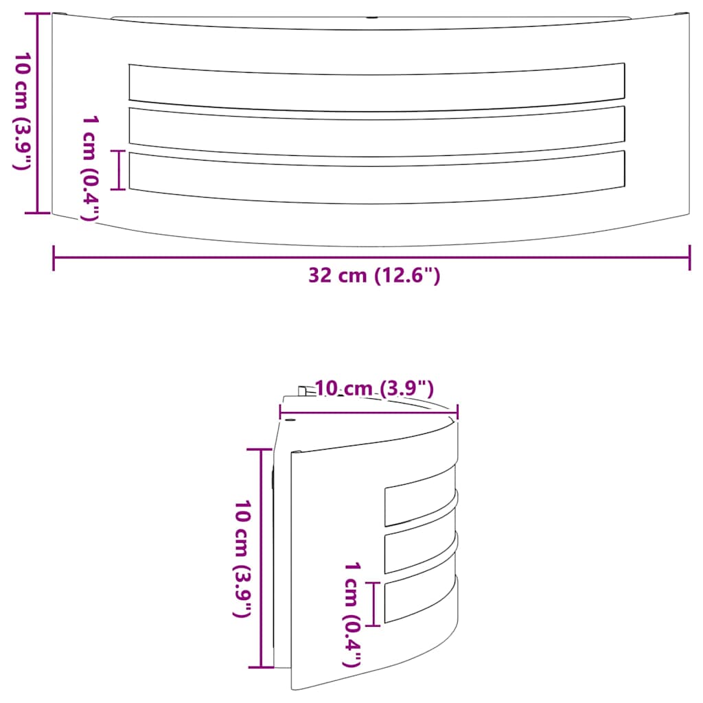 Olvaris - Utomhus vägglampa Silver 32 x 10 x 10 cm Rostfritt stål