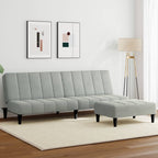 Bäddsoffa 2-sits med fotpall ljusgrå sammet